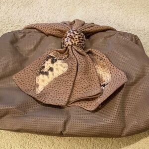 Vintage Leather Bag with Fold Over Closure - Very Unusual!